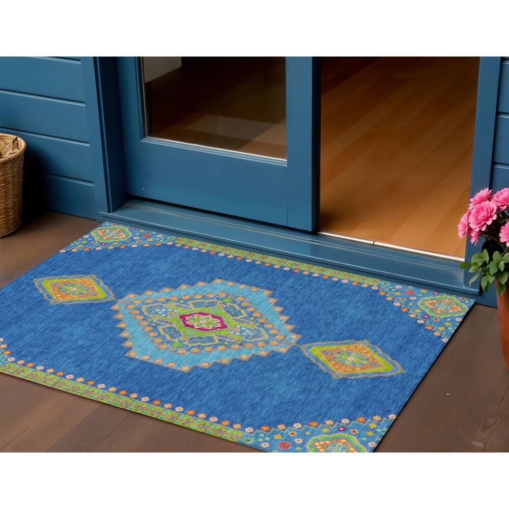 HomeRoots Oriental Traditional Rectangle Outdoor Rug