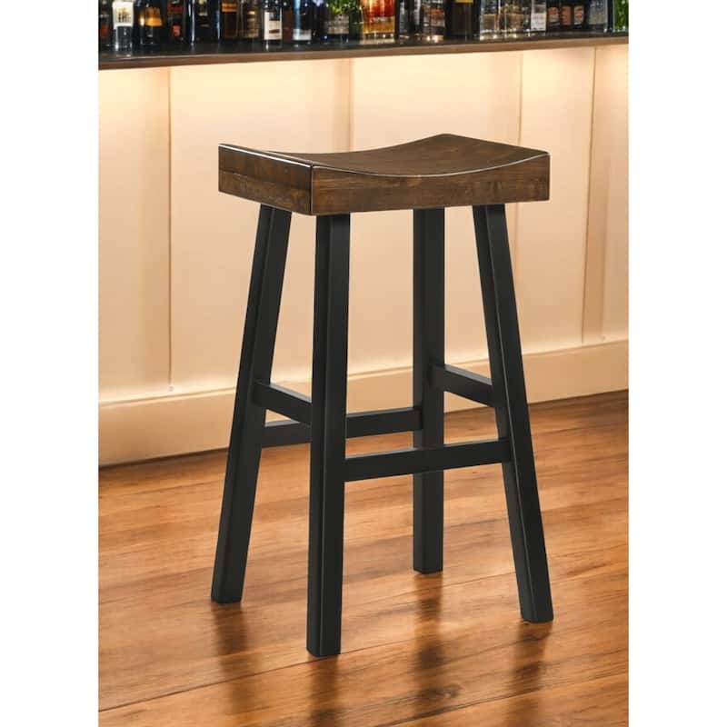 Modern Solid Wood Bar Stool with Footrest, Armless and Backless Design for Kitchen or Dining Room