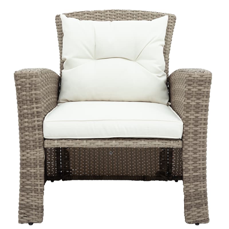 4pc Conversation Sets Outdoor Wicker Rattan Chairs Loveseat wOttoman