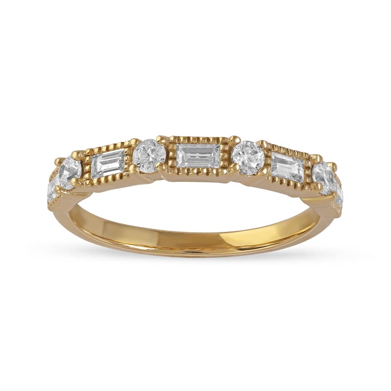 1/2ct TDW Vintage Inspired Diamond Wedding Band in 14k Gold for Women - 7.5 - Yellow