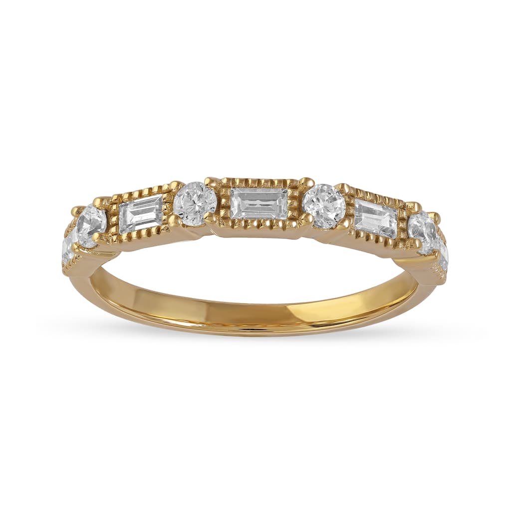 1/2ct TDW Vintage Inspired Diamond Wedding Band in 14k Gold for Women