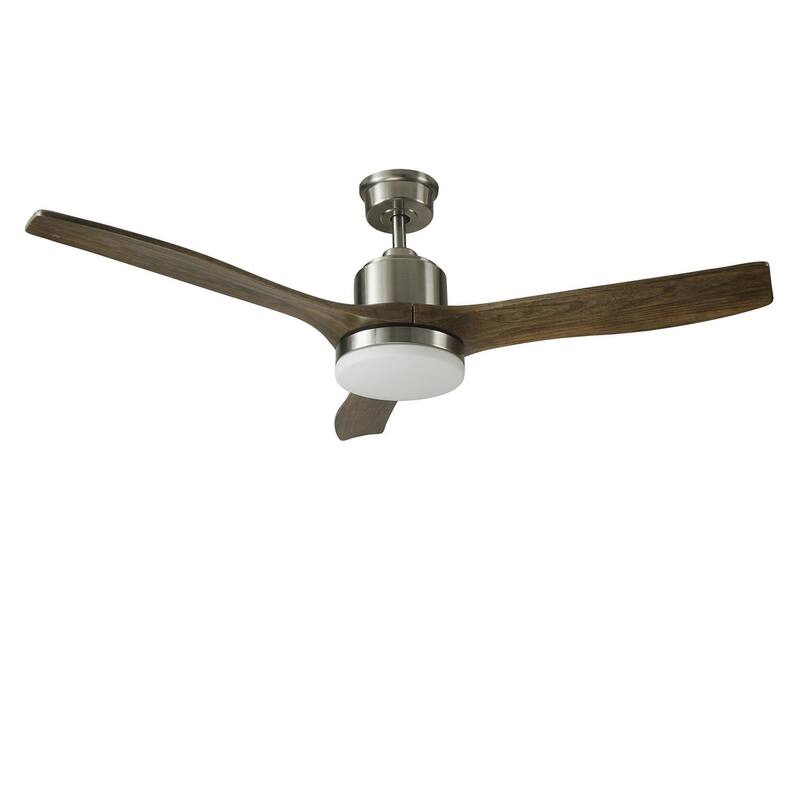 Good Housekeeping 52" Canton Indoor Ceiling Fan with Carved Wood Blades, Integrated LED (CCT) & Remote Control - Brushed Nickel