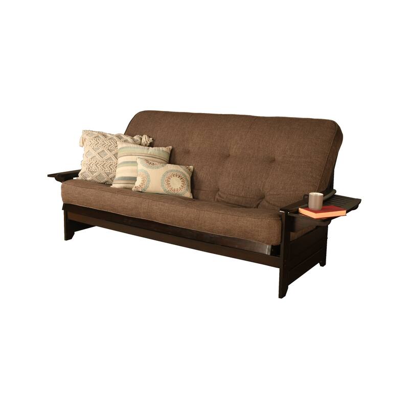 Somette Phoenix Queen-size Futon Set in Espresso Finish with Linen Mattress - Linen Cocoa