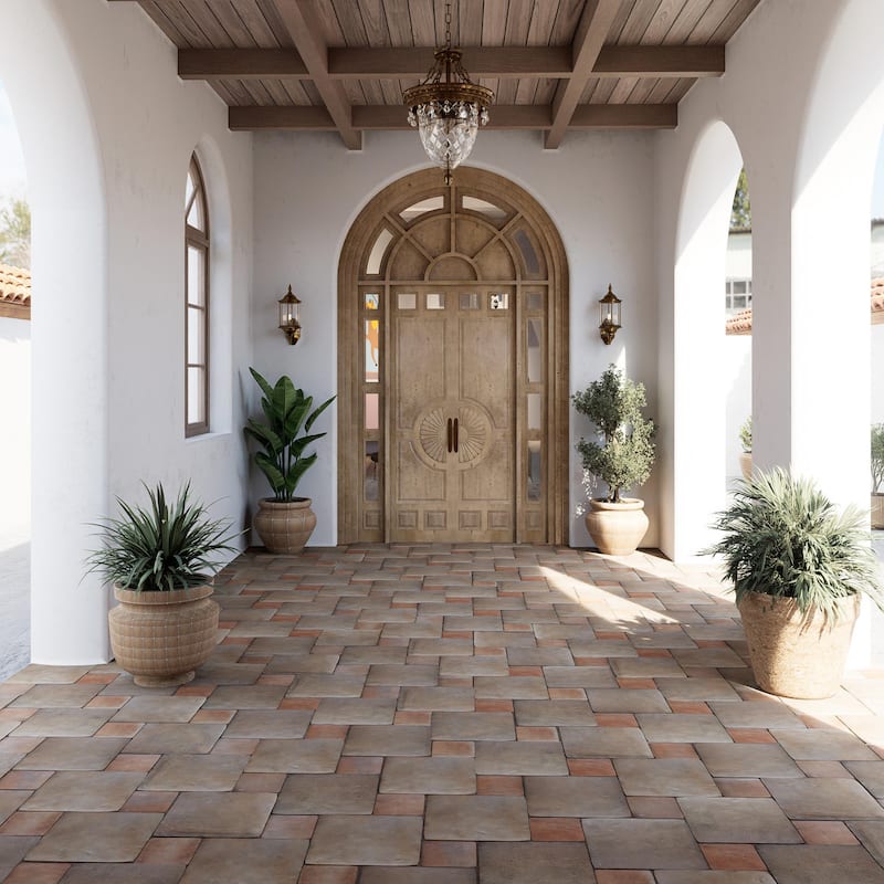 Merola Tile Benisa Marelle Teja with Cotto Taco 11-7/8" x 17-3/4" Porcelain Floor and Wall Tile - Case (22 Tiles) - Brown - Case (22 Tiles)