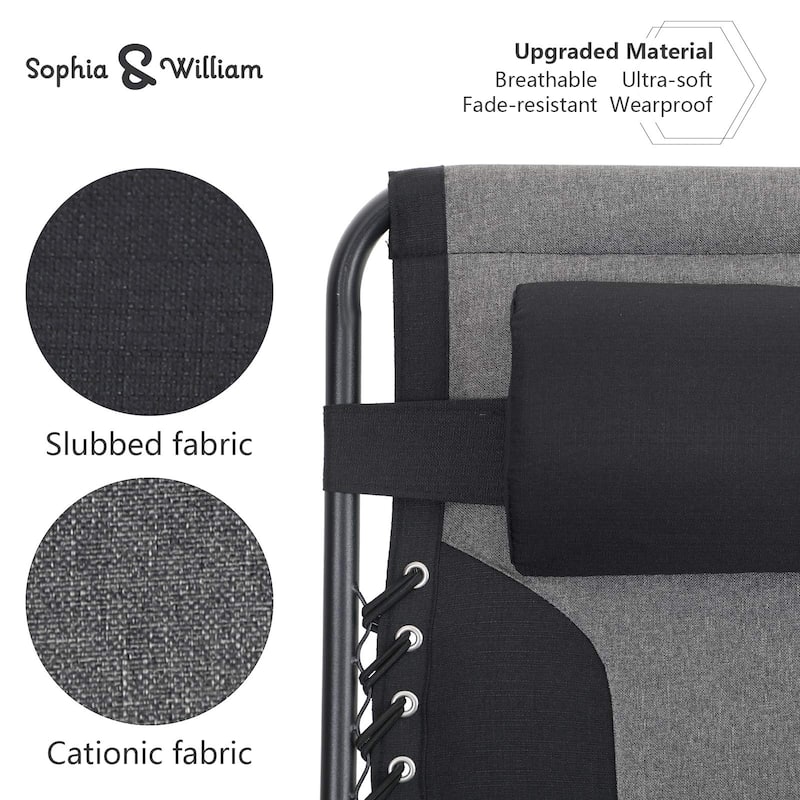 Padded Zero Gravity Chair 2 Pack Oversize Lounge Chair with Free Cup Holder