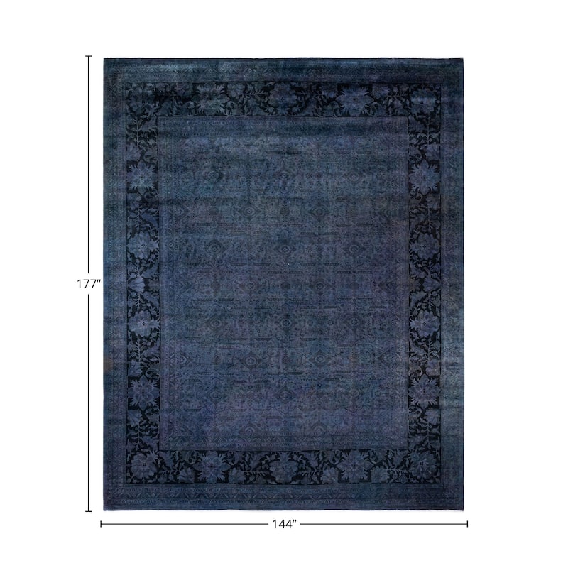 Overton Handknotted Wool Vintage Inspired Contemporary Overdyed Purple Area Rug - 14' 9" x 12' 0"