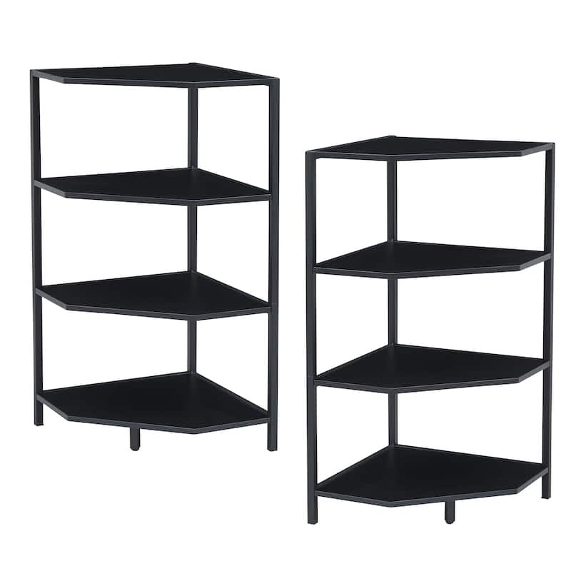 VECELO Modern Nightstands with 4-Tier Shelves Corner Side Table(Set of 2)