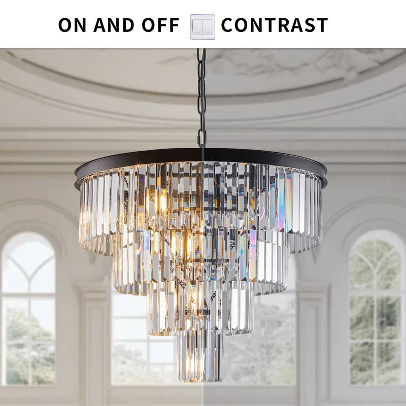 Crystal Chandelier Ceiling Lighting Fixture with Metal Frame, Stylish Hanging Pendant Lighting Fixture for Living Room