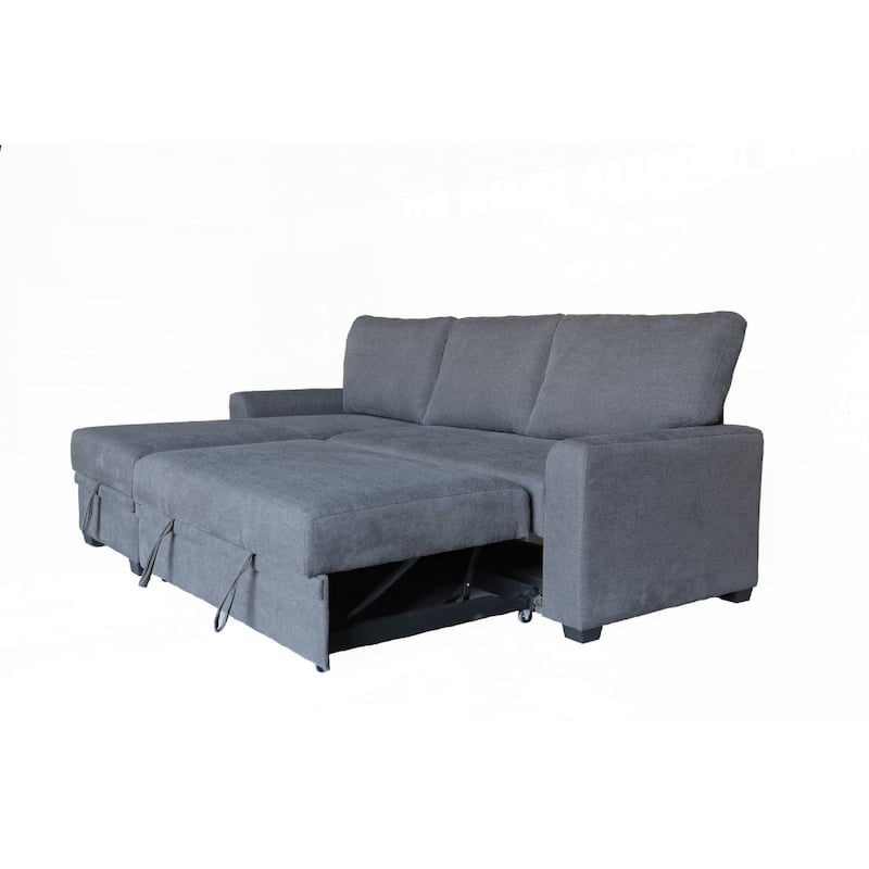 Nami Sleeper Sectional with Storage Chaise, Gray Flannel, 91 Inch