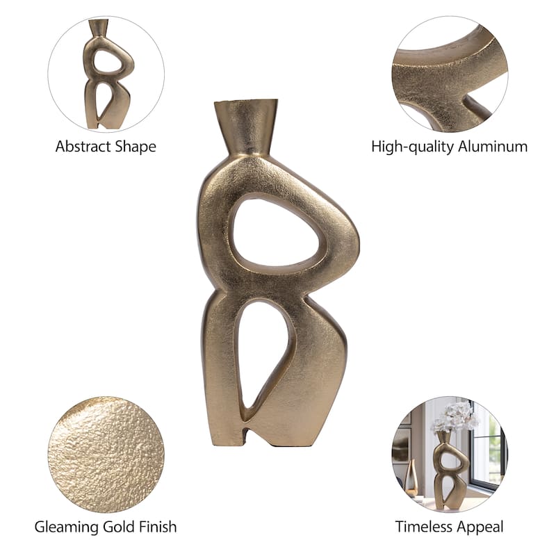 Sagebrook Home Modern Metal Gold Solid Color Novelty Abstract Vase