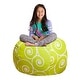 preview thumbnail 88 of 192, Kids' Stuffed Animal Storage Bean Bag Chair Cover or Toy Organizer 38 Inches Large - Pattern Swirls Lime and White