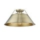 preview thumbnail 1 of 1, Yep by Golden Lighting Orwell 3-light Flush Mount in Brushed Champagne Brass and Pine Green shade