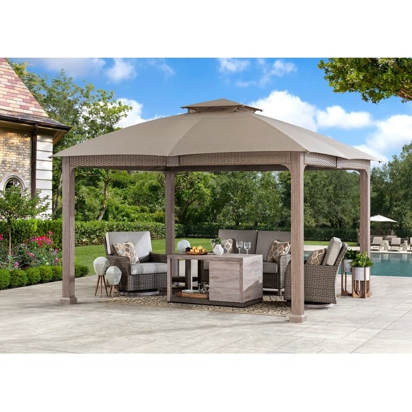 Sunjoy 11 ft. x 13 ft. Hudson Soft Top Gazebo with 5year Fade