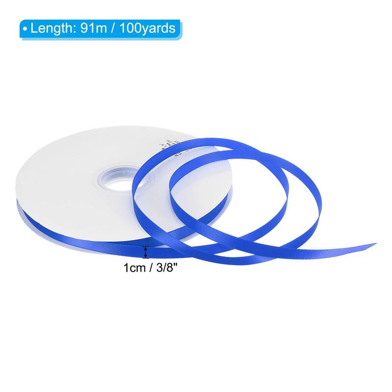 3/8" W x 100 Yards Polyester Satin Ribbon, for Craft - Blue