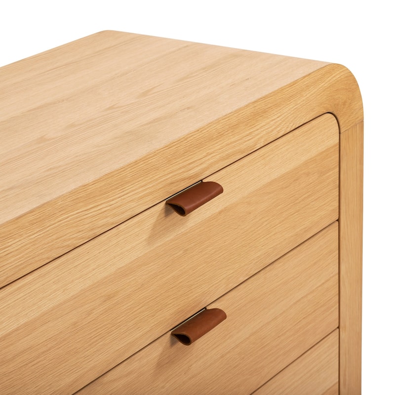Poly & Bark Cirq 6 Drawer White Oak Dresser With Leather Pulls