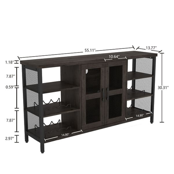 Wine Bar Cabinet with Storage for Liquor and Glasses - On Sale - Bed ...