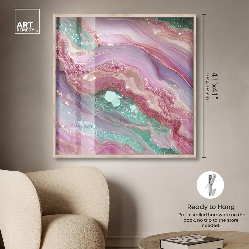 Pink and Mint Crystal II Shadowbox by Art Remedy