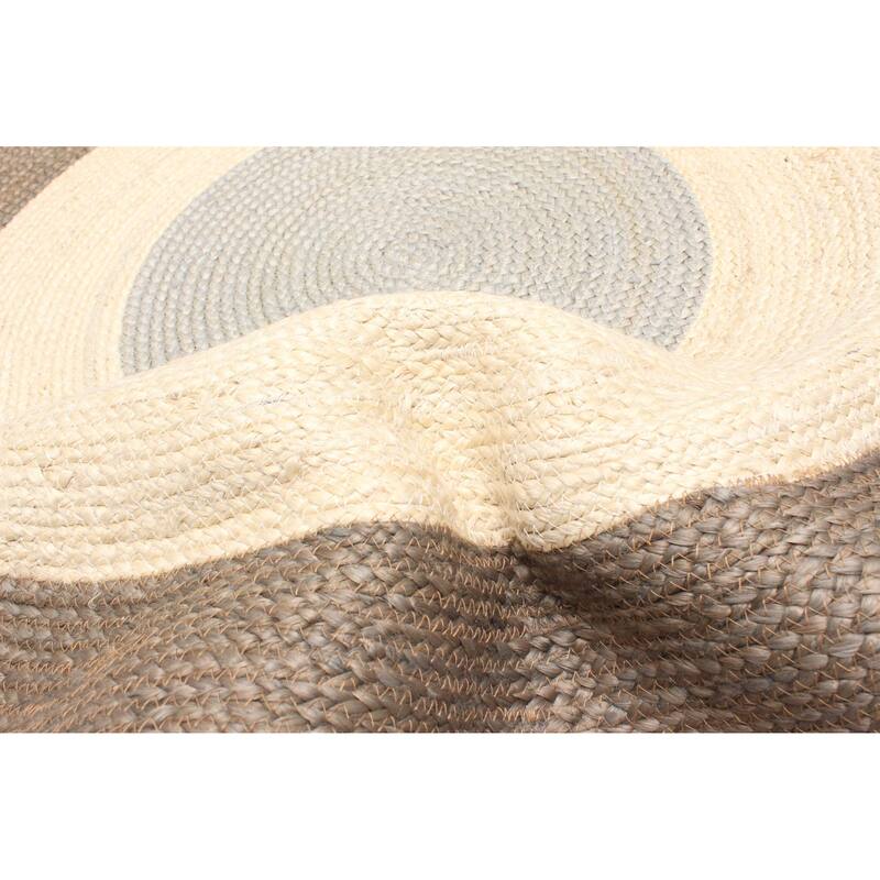 ECARPETGALLERY Braided Weave Palas Denizli Cream Jute Rug - 3'11 x 3'11