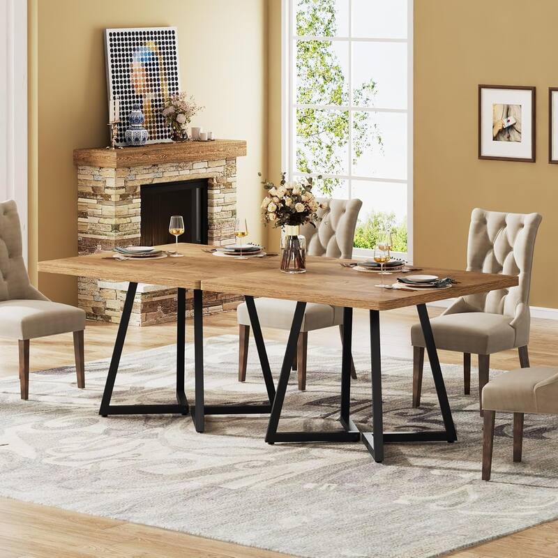 31.5 Inches Industrial Square Dinner Table with Metal Base