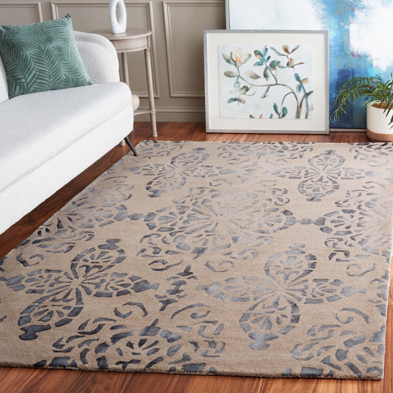 SAFAVIEH Handmade Dip Dye Stas Watercolor Vintage Boho Wool - 4' x 6' - Camel/Grey - Runner