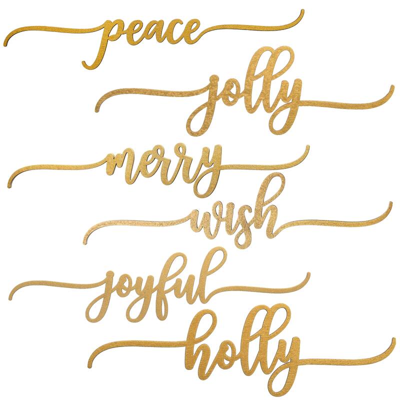 10" Christmas Place Setting Words (Joyful, Wish, Peace, Merry, Jolly, Holly) Set of 6 - 10 in
