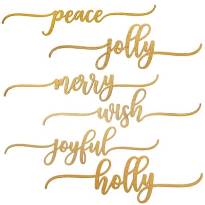 10" Christmas Place Setting Words (Joyful, Wish, Peace, Merry, Jolly, Holly) Set of 6 - 10 in