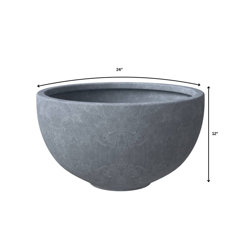 Iris Modern Minimalist Round Fiberstone and MGO Clay Planter With Drainage Holes for Indoor Outdoor Home Office Yard Patio Decor