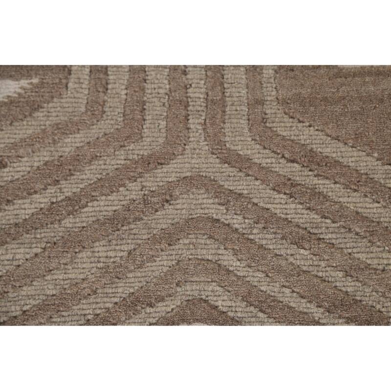 All-Over Geometric Modern Area Rug Handmade Wool Carpet - 8'1"x 9'10"