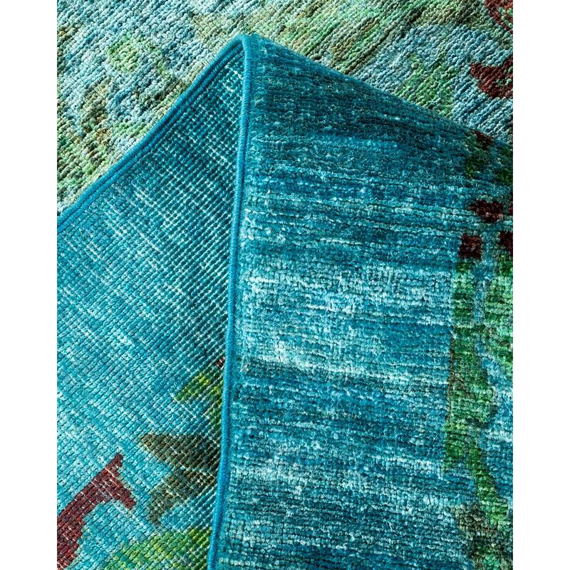 Overton Hand Knotted Wool Vintage Inspired Modern Contemporary Overdyed Light Blue Area Rug - 9' 1" x 11' 10"