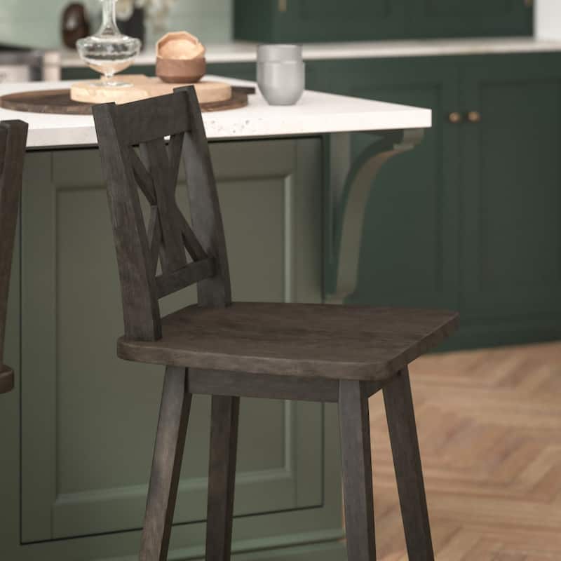 Commercial 360 Degree Swivel Wood Counter Height Stool