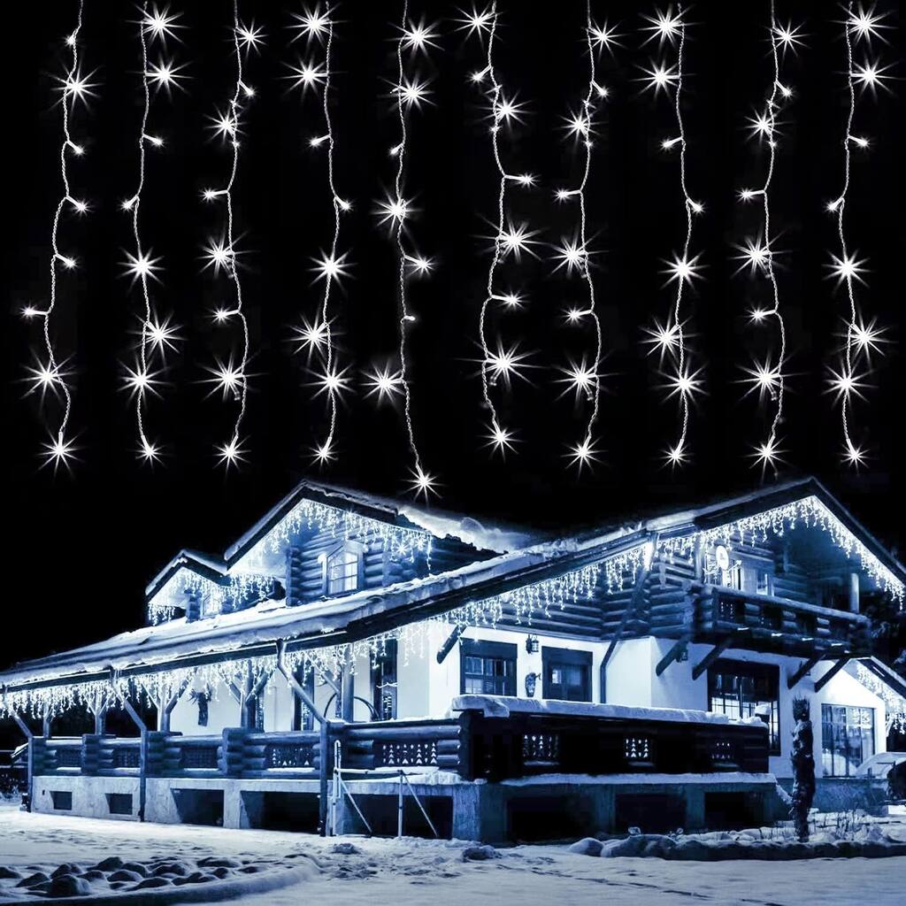 LED Outdoor Curtain Lights Hanging Curtain String Lights - 2 Pack