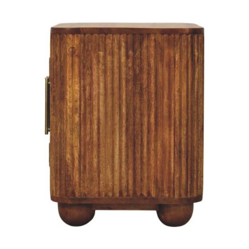 Artisan Furniture Solid Wood Solis Fluted Mini Sideboard, Brown, 2-Doors
