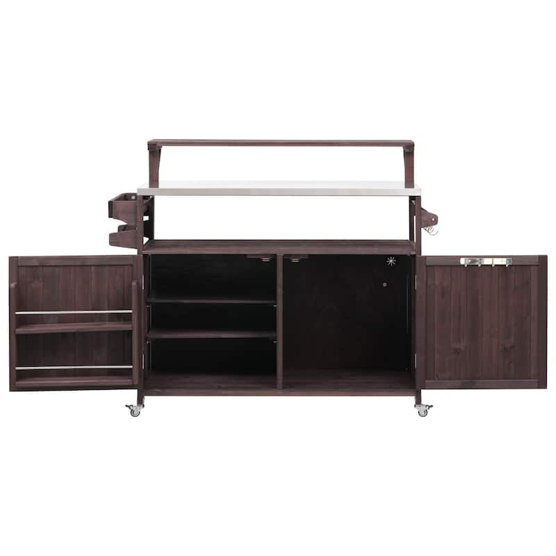 Outdoor Kitchen Island Rolling Grill Cart Sideboards Prep Table