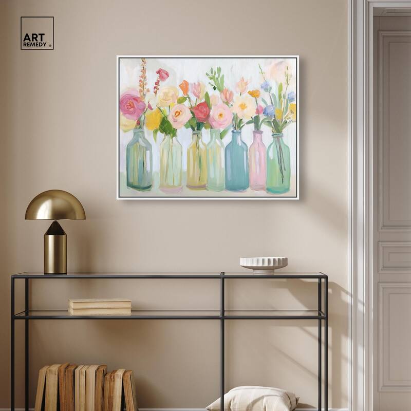 Bottled Blooms Canvas by Art Remedy
