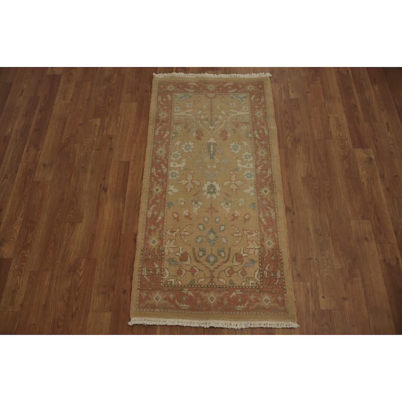 Hand Knotted Oriental 100% Wool Carpet Traditional All-Over Brown Ziegler Area Rug - 3' 10'' X 2' 0''
