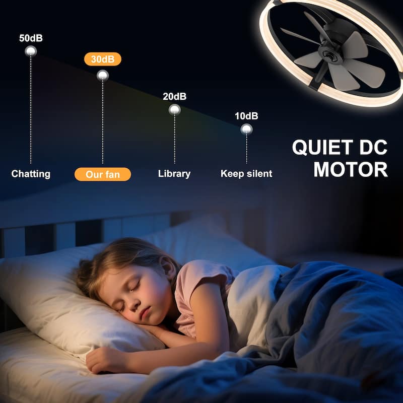 20"/23" Low Profile Dimmable Smart Ceiling Fan with Lights and Remote(6/7 ABS Blades)