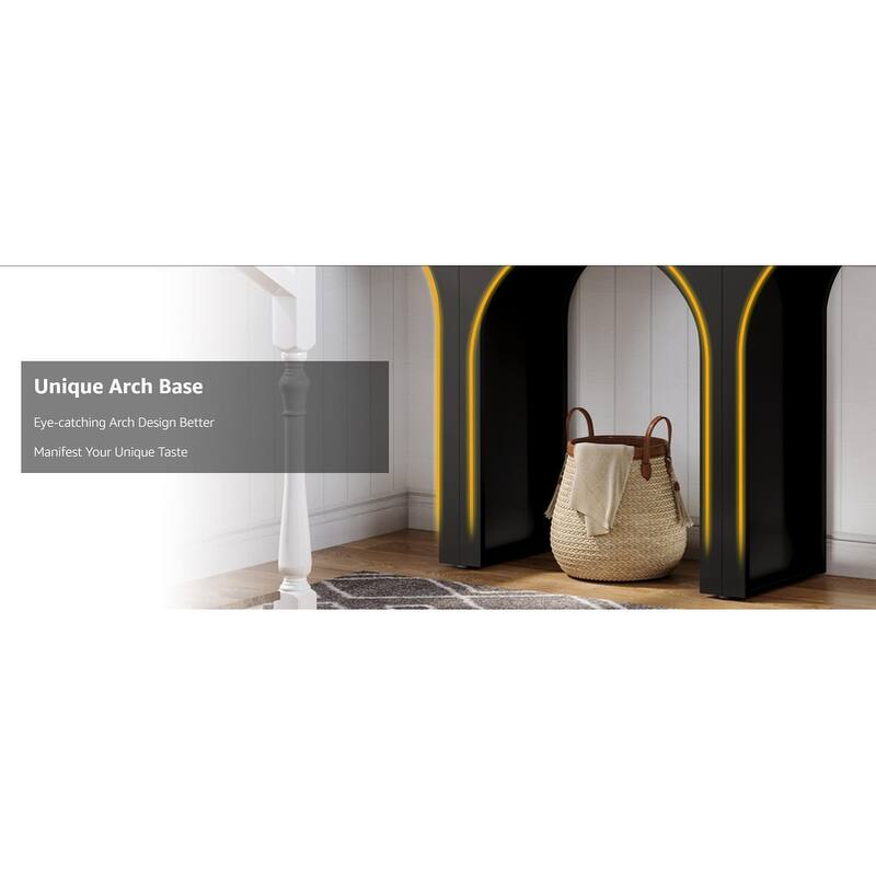 47" Modern Black Console Table for Entryway with Arched Base