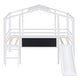 preview thumbnail 9 of 16, Twin Size Loft Bed with Ladder and Slide, House Bed with Blackboard and Light Strip on the Roof, White