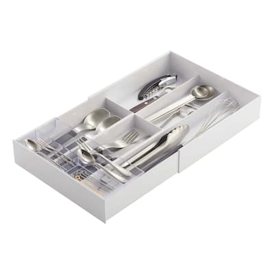 Yamazaki Home Cutlery Organizer - Three Styles, ABS Plastic, Expandable II, Adjustable - L 9.69 x W 9.84 x H 2.24 inches