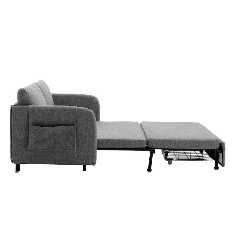 Modern Velvet Loveseat Couch with Pull Out Bed