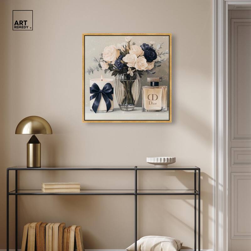 Ivory Perfume Flowers in Vase Canvas by Art Remedy