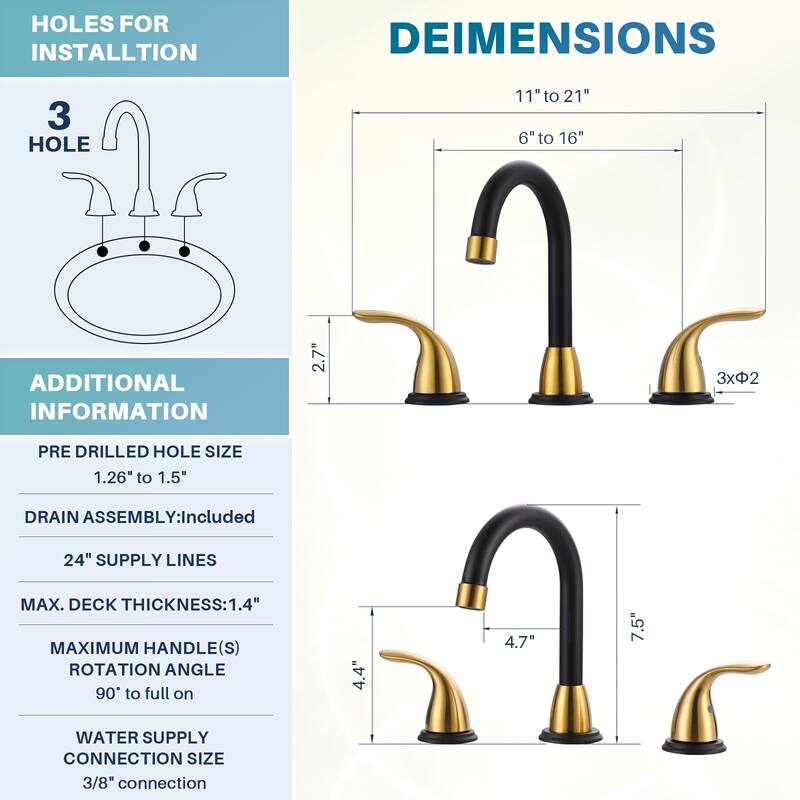 WOWOW 8 in. Widespread Double Handle Bathroom Faucet