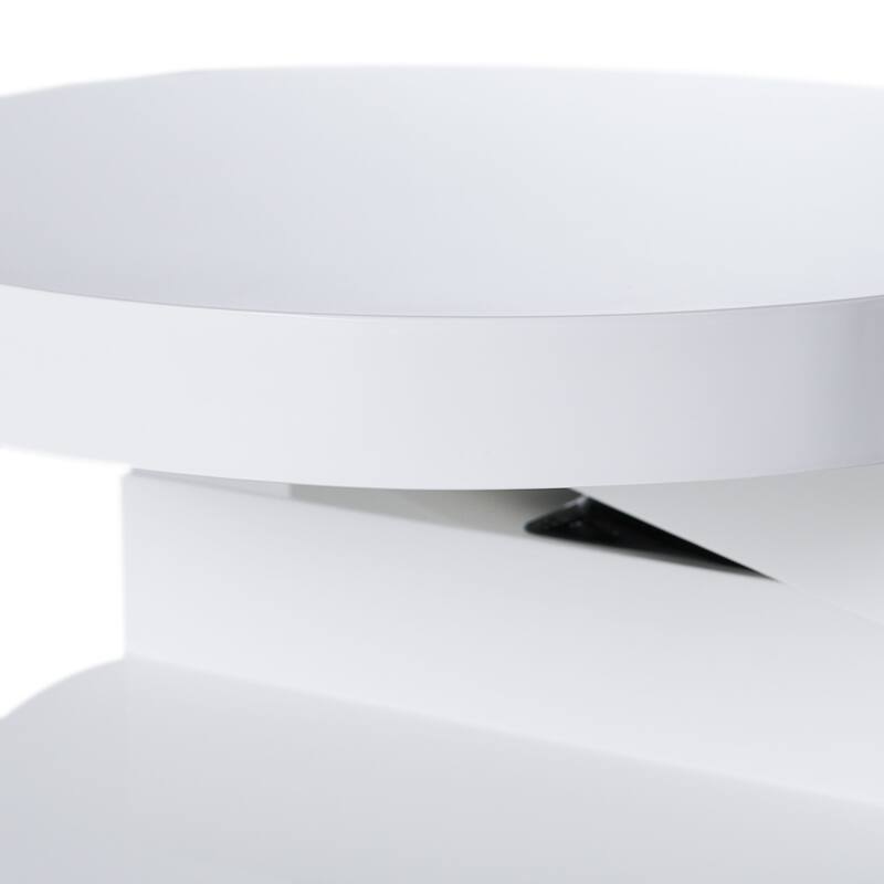 23.6" Modern Round Coffee Table with Rotating Top and Hidden Storage Area