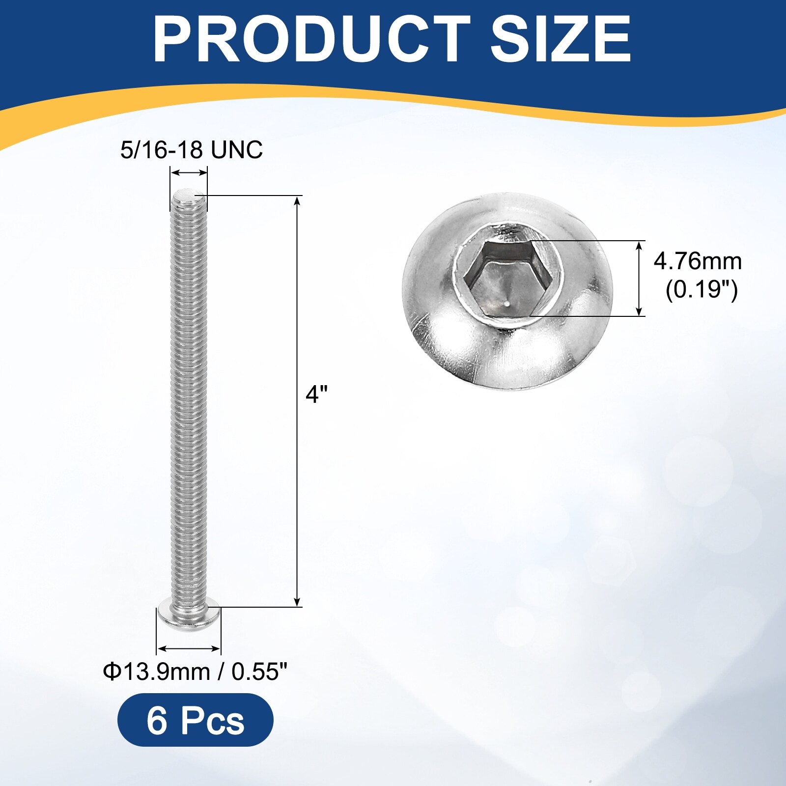 Button Head Socket Cap Screws, Stainless Steel Hex Drive Fully Thread Machine Bolts Screw for Furniture