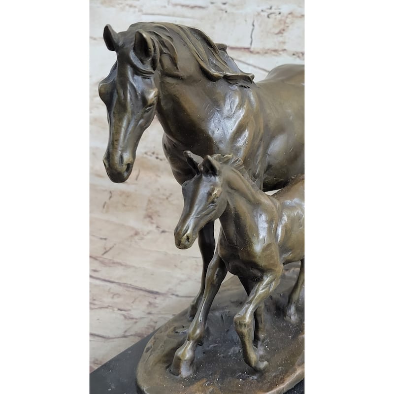 Vintage Detailed Bronze Horse Foal Figure Cast Solid Metal Statue Colt Figurine