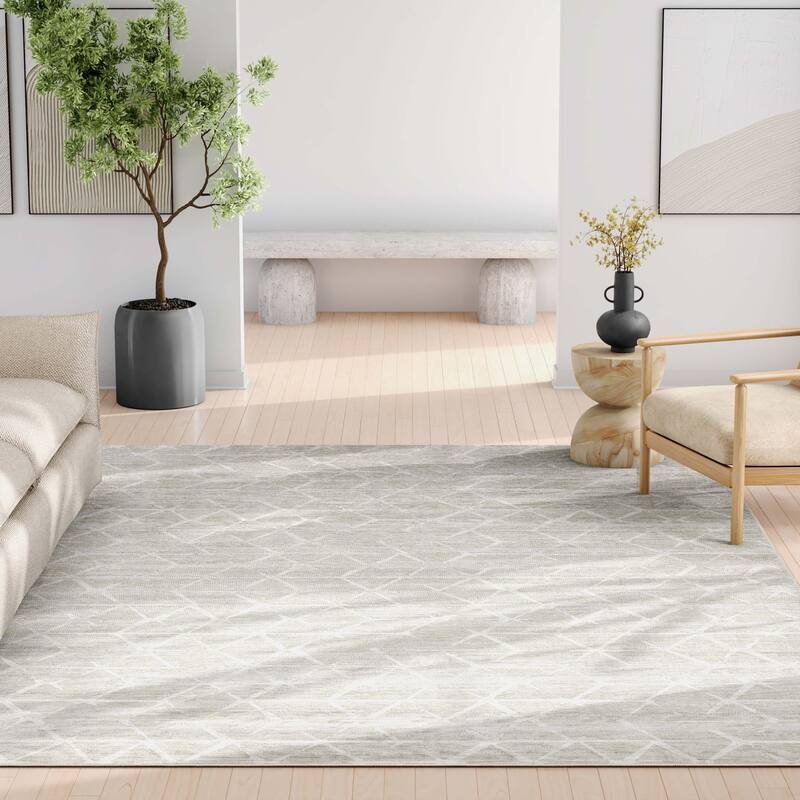 Well Woven Abstract Kintsugi Modern Geometric Flat-Weave Machine Washable Area Rug