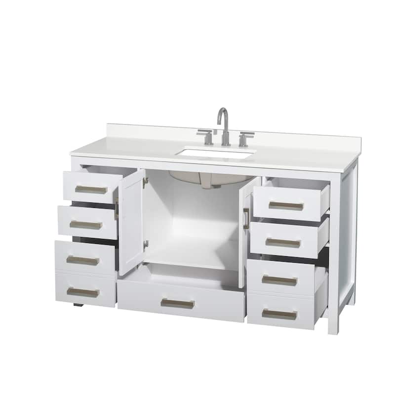 Sheffield 60-inch Single Vanity, 3 Hole Quartz Top