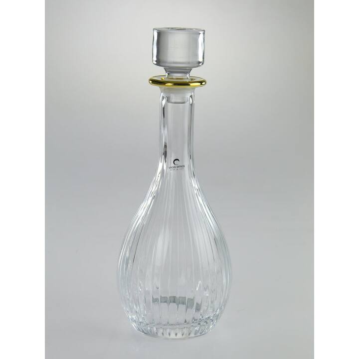 Decanter with Linear Design and Gold Rim
