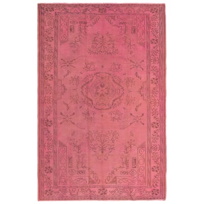 ECARPETGALLERY Hand-knotted Color Transition Dark Pink Wool Rug - 6'0 x 9'5