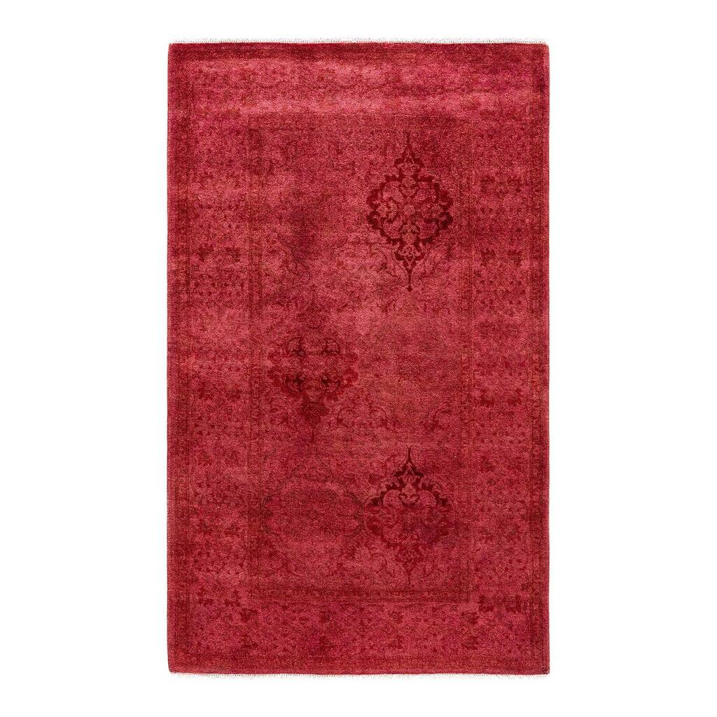 Contemporary Overdyed Wool Hand Knotted Area Rug - 3' 2" x 5' 3"